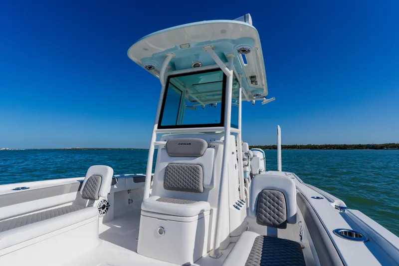  Yacht Photos Pics 2022 Caymas 28 HB boat on water, featuring sleek design and comfortable seating.