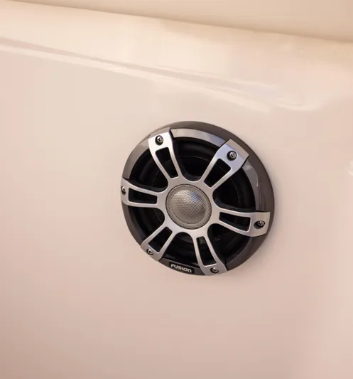 Shooter Yacht Photos Pics 2022 Grady-White 30.6 Canyon boat speaker detail, featuring a sleek Fusion design.