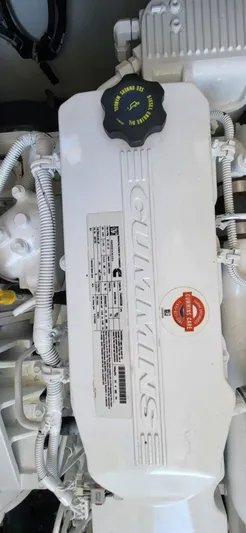  Yacht Photos Pics Engine compartment of a 2022 Legacy 36 Legacy boat featuring a Cummins engine.