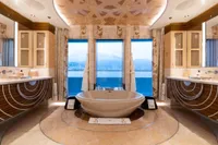 Luxurious Amels Custom 2022 yacht bathroom with elegant design and ocean view.