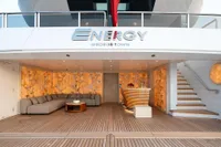 Luxurious 2022 Amels Custom yacht deck with elegant seating and bar area.