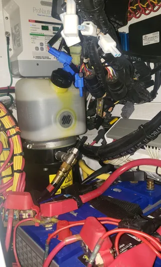  Yacht Photos Pics Electrical and mechanical components inside a 2017 Invincible 33 Open Fisherman boat.