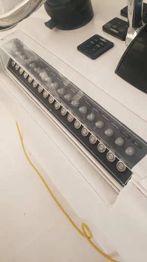  Yacht Photos Pics Control panel of a 2017 Invincible 33 Open Fisherman boat.
