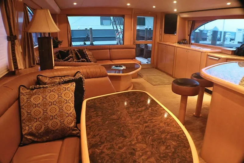  Yacht Photos Pics Luxurious interior of 2001 Donzi 73 Sport Yacht with elegant seating and decor.