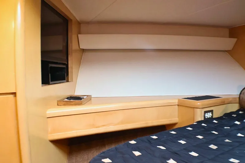  Yacht Photos Pics Interior cabin of 2001 Donzi 73 Sport Yacht with modern wood finish.