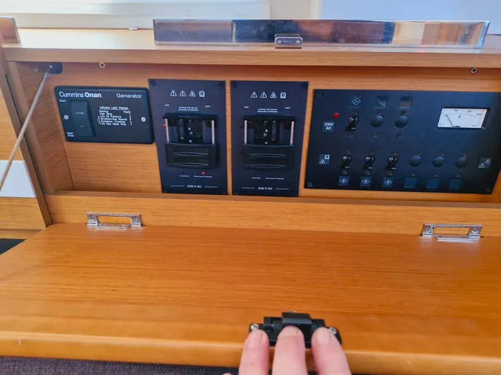 Yacht Photos Pics Electrical control panel on a 2015 Jeanneau 53 sailboat.