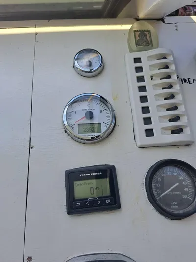 Salone Yacht Photos Pics 2015 Power Catamaran dashboard with gauges and controls.
