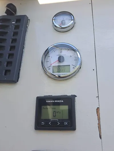 Salone Yacht Photos Pics Control panel of a 2015 Power Catamaran with Volvo Penta display.