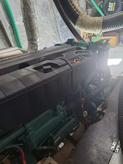 Salone Yacht Photos Pics Engine room of a 2015 Power Catamaran showing machinery and components.