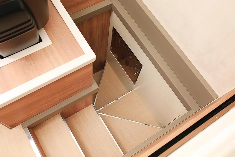  Yacht Photos Pics Interior stairs of 2017 Cranchi Eco Trawler 53 Long Distance yacht.