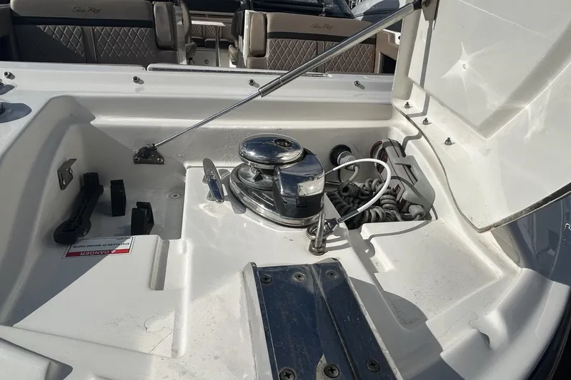  Yacht Photos Pics 2017 Sea Ray SLX 310 Outboard boat anchor compartment with winch and storage.