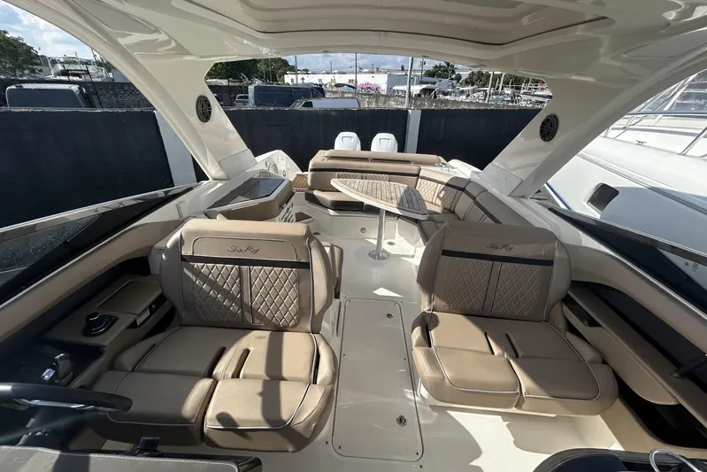  Yacht Photos Pics 2017 Sea Ray SLX 310 Outboard interior with luxurious seating and modern design.