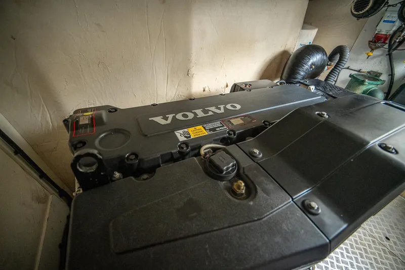 Ahdorned Yacht Photos Pics Engine room featuring a Volvo engine in a 2009 Princess F54 model yacht.