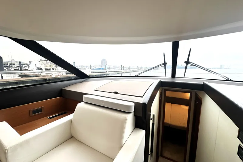 Cyctrade Yacht Photos Pics Interior view of 2017 Prestige 500 yacht, featuring luxurious seating and modern design.