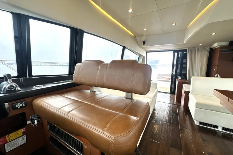 Cyctrade Yacht Photos Pics Interior of 2017 Prestige 500 yacht with leather seating and modern design.