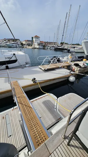 Diamond Si Yacht Photos Pics Luxury yacht Prestige M48, 2024 model, docked at a marina with clear skies.