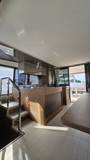 Diamond Si Yacht Photos Pics Luxurious interior of 2024 Prestige M48 yacht with modern design and spacious layout.