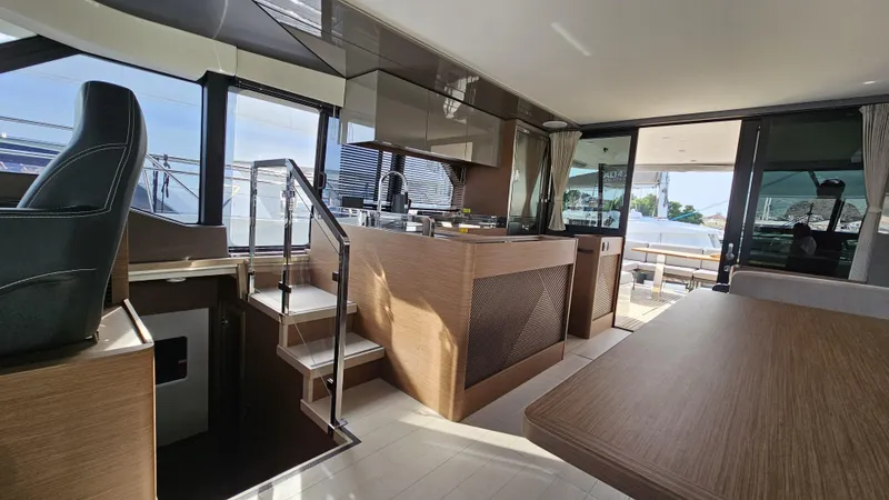 Diamond Si Yacht Photos Pics Luxurious interior of 2024 Prestige M48 yacht with modern design and spacious layout.