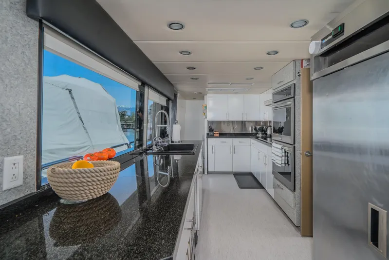 Sovereign Lady Yacht Photos Pics well laid out galley