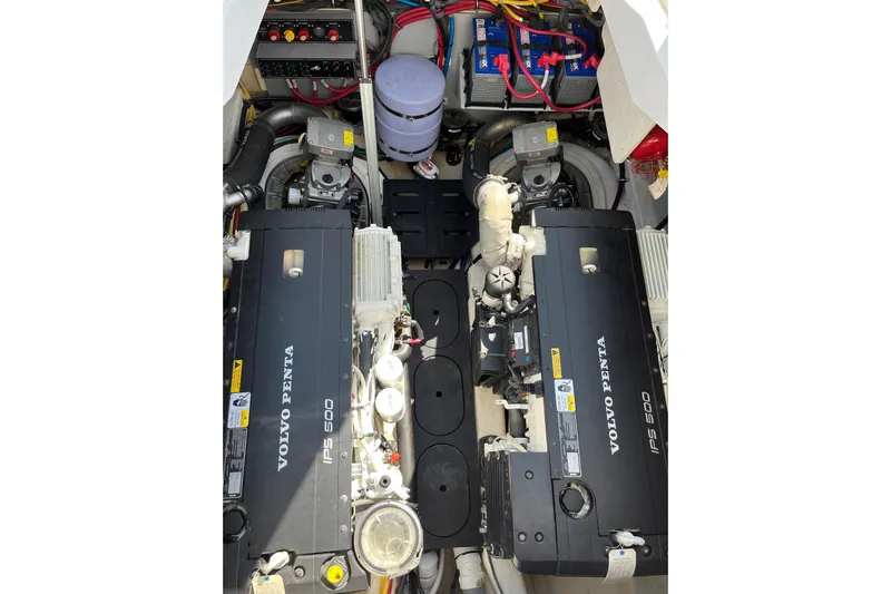  Yacht Photos Pics Engine compartment of 2015 Monterey 415 Sport Yacht with dual Volvo Penta IPS 500 engines.