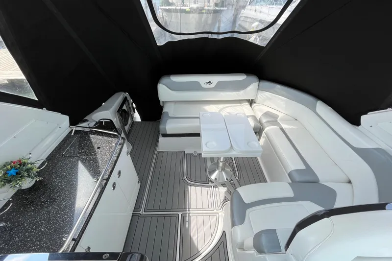  Yacht Photos Pics Luxurious interior of 2015 Monterey 415 Sport Yacht with sleek seating and modern amenities.