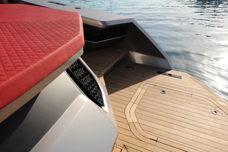 Maori 64 Yacht Photos Pics Luxurious Maori 64 boat, 2026 model, with red upholstery and wooden deck.