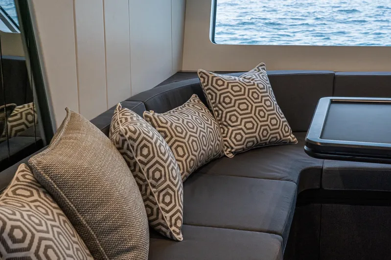 Maori 64 Yacht Photos Pics Luxurious Maori 64 yacht interior with stylish cushions, 2026 model.