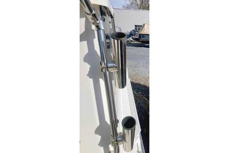  Yacht Photos Pics Stainless steel rod holders on 2021 Ranger Tugs R-25 boat.