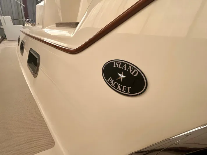 Intrepid II Yacht Photos Pics Island Packet 465 sailboat, 2008 model, featuring sleek design and logo detail.