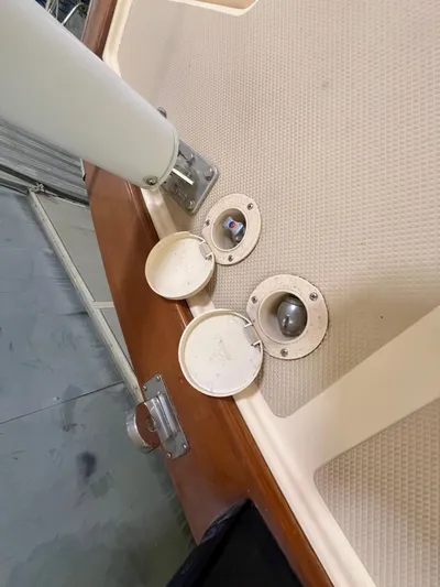 Intrepid II Yacht Photos Pics 2008 Island Packet 465 deck fittings and mast base detail.