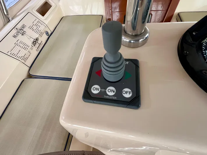 Intrepid II Yacht Photos Pics Joystick control panel on a 2008 Island Packet 465 sailboat.
