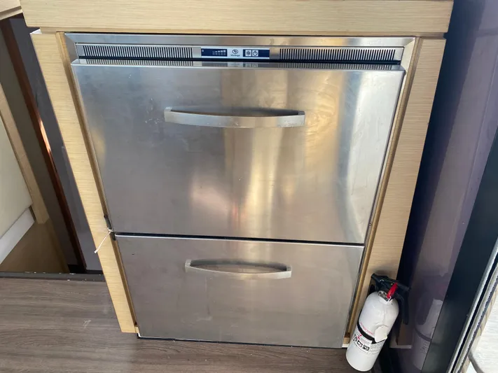 La Mer Kat Yacht Photos Pics Stainless steel drawer unit on 2016 Fountaine Pajot Lucia 40 yacht interior.