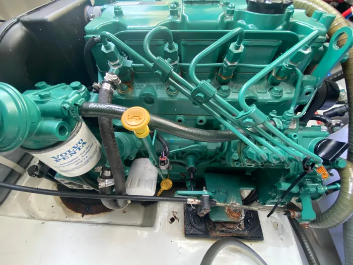 La Mer Kat Yacht Photos Pics Engine compartment of a 2016 Fountaine Pajot Lucia 40 catamaran.