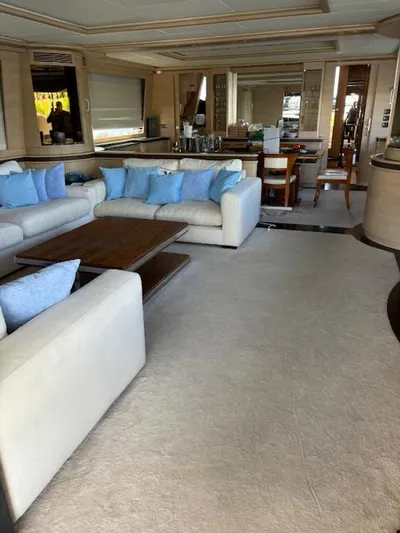  Yacht Photos Pics Luxurious interior of 2009 Astondoa 96 GLX yacht with elegant seating and decor.