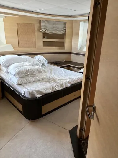  Yacht Photos Pics Luxurious bedroom interior of 2009 Astondoa 96 GLX yacht with modern design.