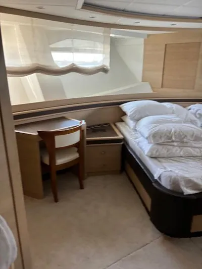  Yacht Photos Pics Luxurious bedroom interior of 2009 Astondoa 96 GLX yacht with modern furnishings.