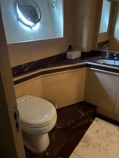  Yacht Photos Pics Luxury bathroom on 2009 Astondoa 96 GLX yacht with modern fixtures and elegant design.