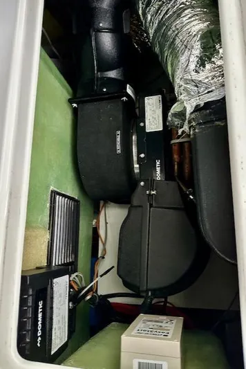  Yacht Photos Pics 2019 Beneteau Antares 27 engine compartment with Dometic components and wiring.