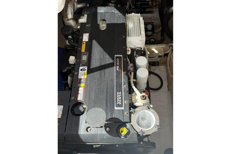 Ritz Karllton Too Yacht Photos Pics Engine compartment of a 2008 Tiara Yachts 3900 Sovran, featuring a Volvo Penta IPS500.