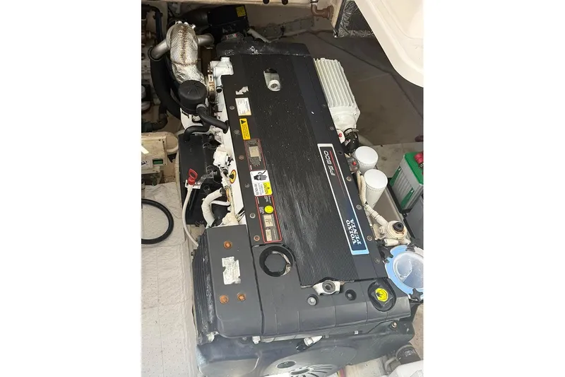 Ritz Karllton Too Yacht Photos Pics Engine compartment of a 2008 Tiara Yachts 3900 Sovran, featuring a Volvo Penta IPS600.