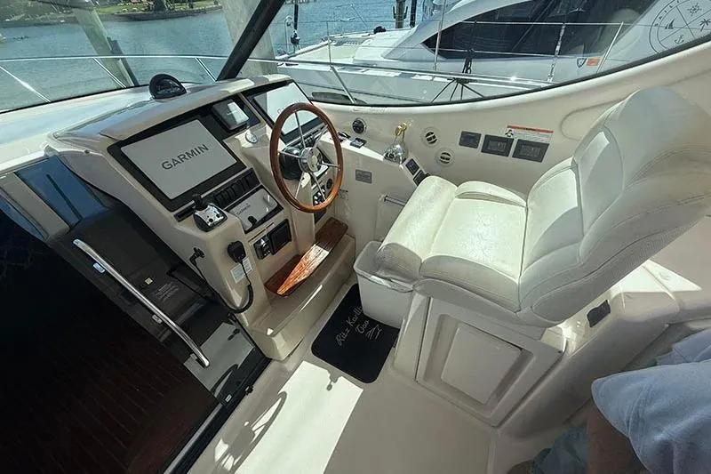 Ritz Karllton Too Yacht Photos Pics 2008 Tiara Yachts 3900 Sovran helm with Garmin navigation and luxurious seating.