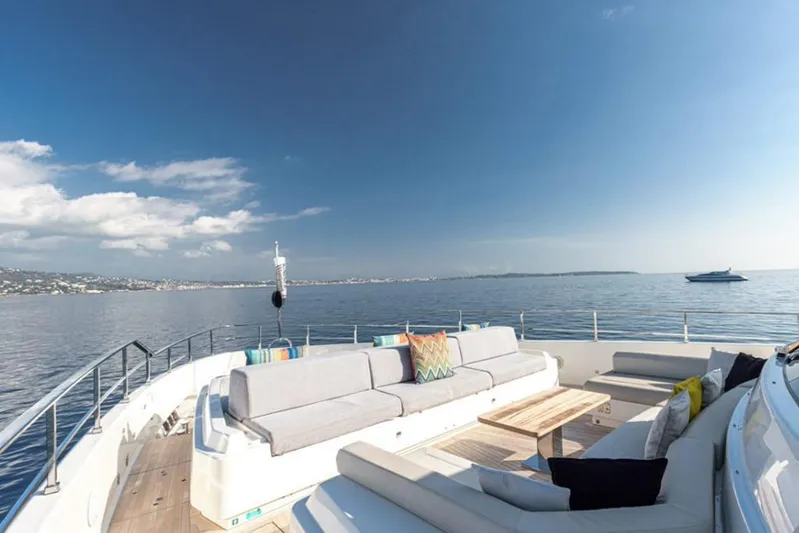 Newal Yacht Photos Pics Luxurious 2018 Custom Line Navetta 33 yacht with spacious deck and ocean view.