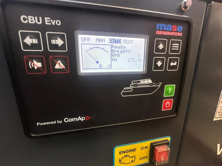 My Ty Yacht Photos Pics Control panel of a Mase generator on a 2023 Beneteau Swift Trawler 48.