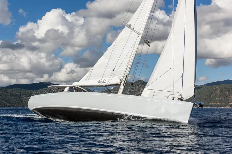 Mishi Yacht Photos Pics Sailing yacht "Mishi 88" gliding on open water under a clear sky, 2018 model.