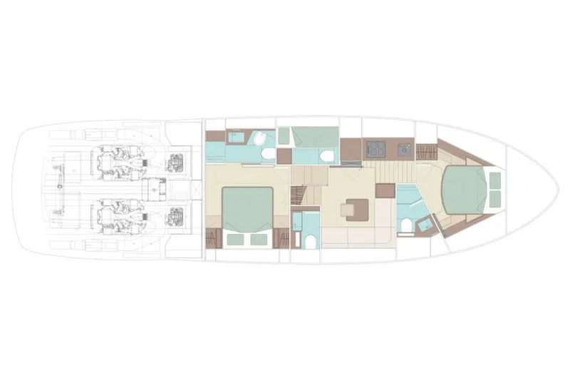  Yacht Photos Pics Manufacturer Provided Image: Floor plan of 2026 Riva 58' Capri luxury yacht, showcasing interior layout.