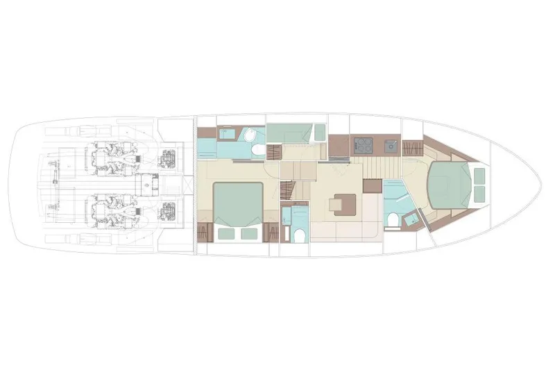  Yacht Photos Pics Manufacturer Provided Image: Floor plan of 2026 Riva 58' Capri yacht, showcasing interior layout and engine placement.