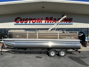2024 Sun Tracker SportFish 22 DLX pontoon boat at Custom Marine dealership.