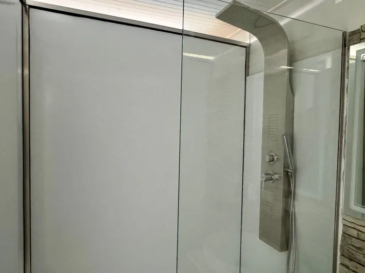  Yacht Photos Pics Modern Struktures MS 400 shower panel, sleek design, stainless steel finish, 2023 model.