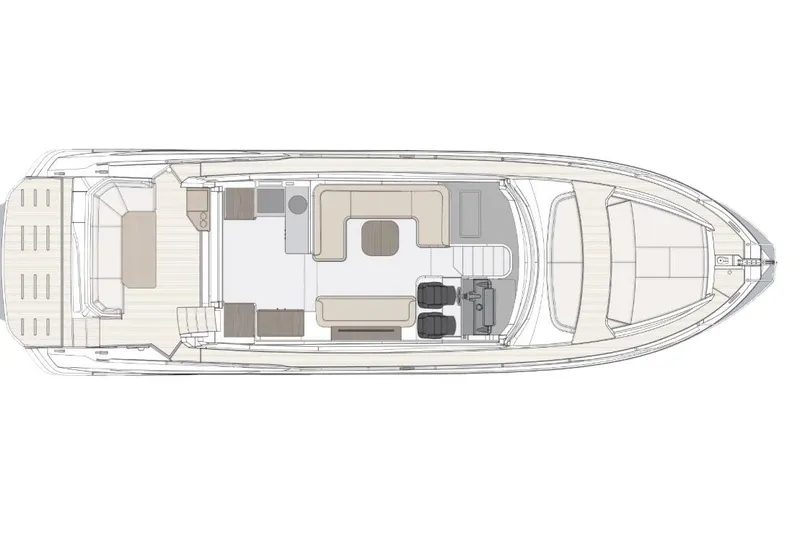  Yacht Photos Pics Manufacturer Provided Image: Top view layout of 2025 Azimut Fly 53 yacht, showcasing interior design and deck arrangement.