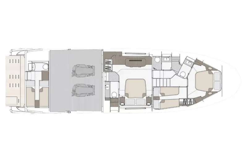 Al&Iacute;a Yacht Photos Pics Manufacturer Provided Image: Floor plan of 2025 Azimut Fly 60 yacht, showcasing interior layout and design.